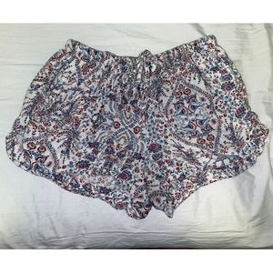 Brandy Melville Red, White, and Blue Floral Flowy Shorts